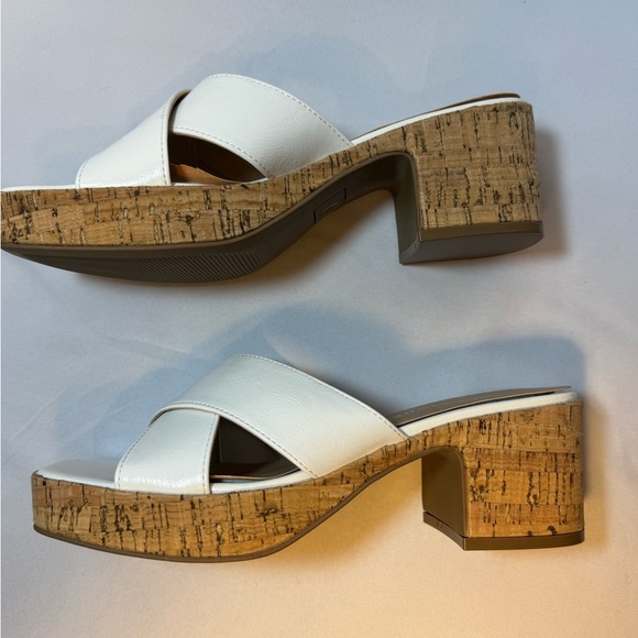 Life Stride White Cork Wedge Sandals Size 6.5 – Summer Slip-On Heels - Picture 3 of 9